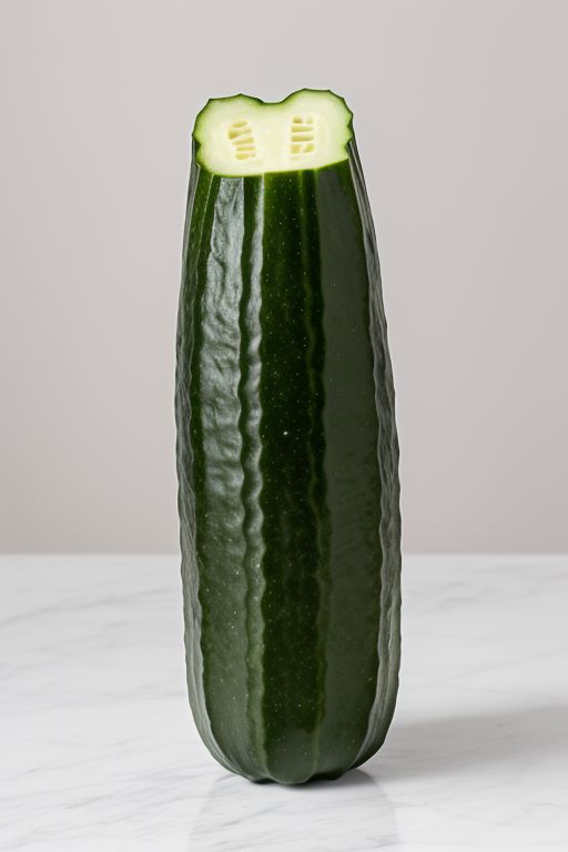 A cucumber with a tip bitten off symbolizing a penis