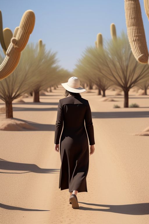 A woman walks through the mohave dessert